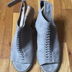 Open Toe Taupe Heeled Booties Size 9